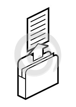 Folder for paper icon in isometry. Downloading information and files. Image for website, app, logo, UI design.