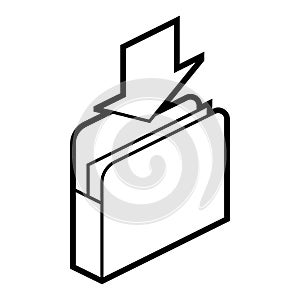 Folder for paper icon in isometry. Uploading information and files. Image for website, app, logo, UI design. photo