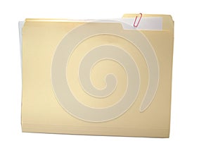 Folder and paper on white