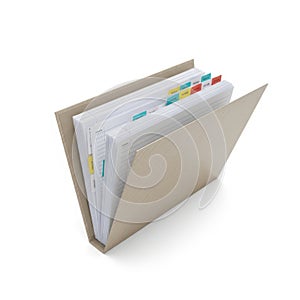 Folder with papers, isolated on white background