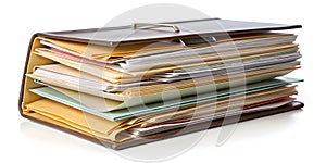 A Folder With Paperwork Isolated On A White Background