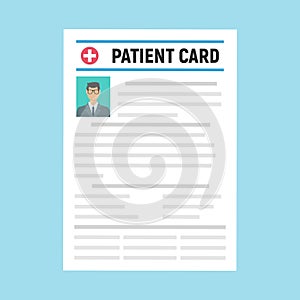 Folder with patient card and doctors hand with magnifying glass. medical report. analysis or prescription concept.