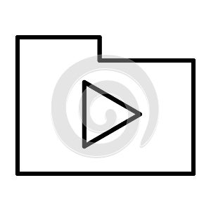Folder with play button thin line icon. Vector pictogram