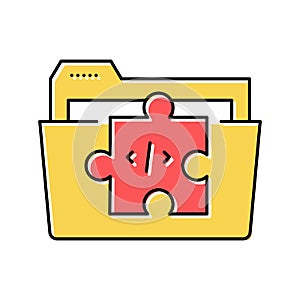 folder with program code files color icon vector illustration