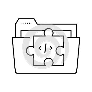 folder with program code files line icon vector illustration