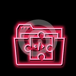 folder with program code files neon glow icon illustration