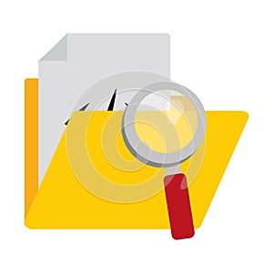 Folder with programming code and magnifying glass symbol