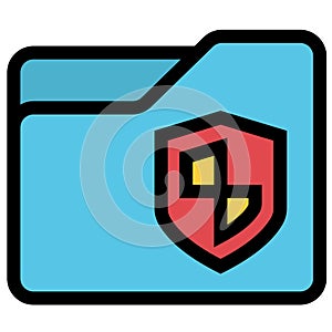 Folder protection color line icon