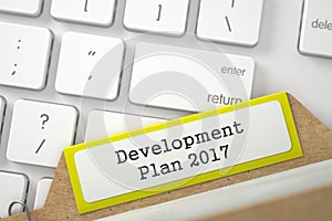 Folder Register with Inscription Development Plan 2017. 3d.