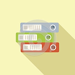 Folder report stack icon flat vector. Finance file