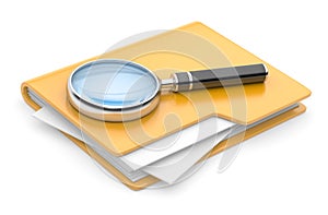 Folder search icon - folder under the magnifier.