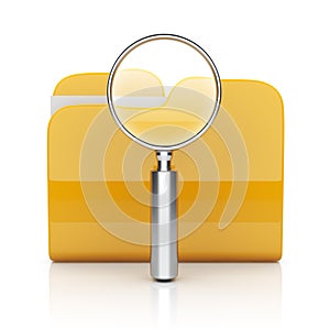 Folder search with magnifying glass 3D