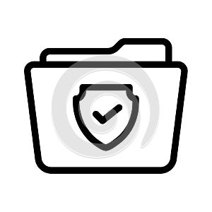 Folder secure shield encryption single isolated icon with outline style