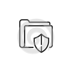 Folder with security shield line icon