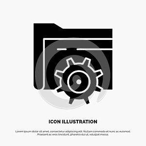 Folder, Setting, Gear, Computing Solid Black Glyph Icon