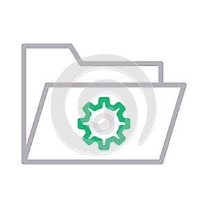 Folder setting thin color line vector icon