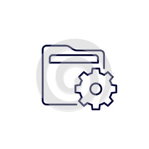 folder settings icon, line vector pictogram