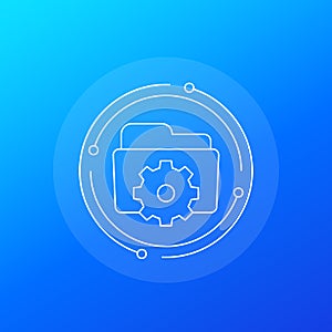 folder settings line vector icon