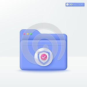 Folder with Shield icon symbol. Cyber Security, protecttion, guarantee, Comfortable searching, Stored data, File management