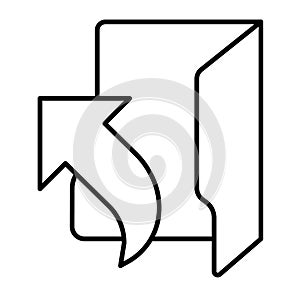 Folder with shortcut thin line icon, windows pack concept. Vector graphics. Up arrow linked folder sign on white