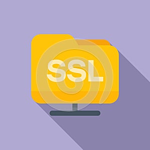 Folder SSL certificate icon flat vector. Security data
