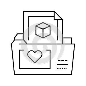 folder storage ugc line icon vector illustration