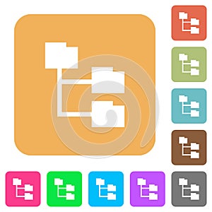 Folder structure rounded square flat icons