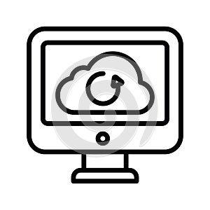 Folder Syncing vector outline Icon Design illustration. Cloud computing Symbol on White background EPS 10 File