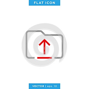 Folder Upload Icon Design Template. Editable Stroke.