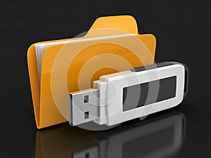 Folder and USB flash (clipping path included)