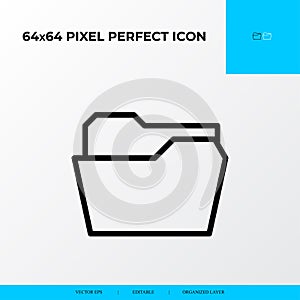 Folder vector line icon style. security and private file icon. 64x64 Pixel perfect