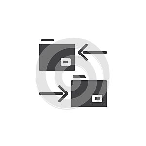 Folders data exchange icon vector