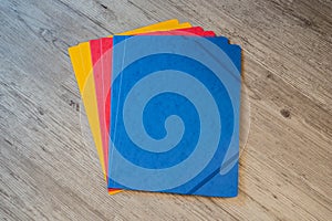 Folders in different colors.Office background