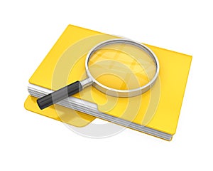 Folders and Magnifying Glass Isolated. File Search Concept