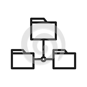 Folders Sharing Data icon vector image. Suitable for mobile apps, web apps and print media.