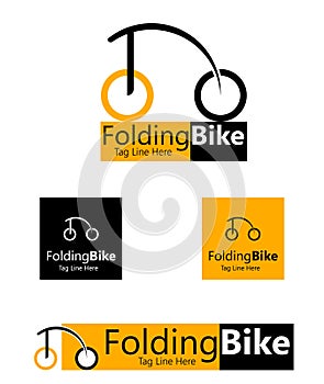 Folding Bike Logo Template. Stock Vector Icon.