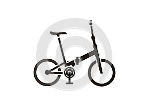 Folding bike. Simple illustration in black and white.
