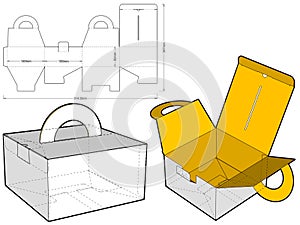 Folding Box With Handle Internal measurement 15x15x8cm and Die-cut Pattern.