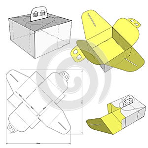Folding Box With Handle Internal measurement 18x18x10cm and Die-cut Pattern