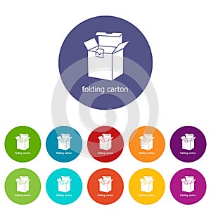 Folding carton icons set vector color