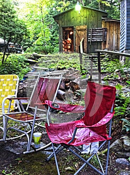 Folding chairs at camp