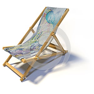 Folding deck chair with five english pounds