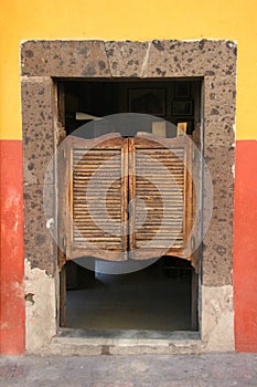 Folding door in old saloon