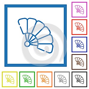Folding hand fan outline flat framed icons photo