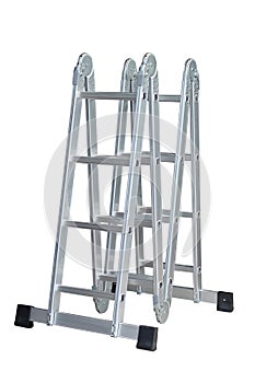 Folding Ladder In the open position on white background. convenient ladders ,Light weight, these ladders fold into a compact bundl