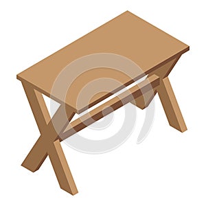 Folding picnic table icon, isometric style