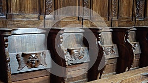 Folding seats in medieval church
