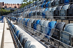 Folding seats in the stadium