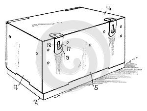 Folding Shipping Crate, vintage illustration