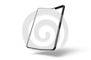 Folding Smart phone empty screen front view on the white background